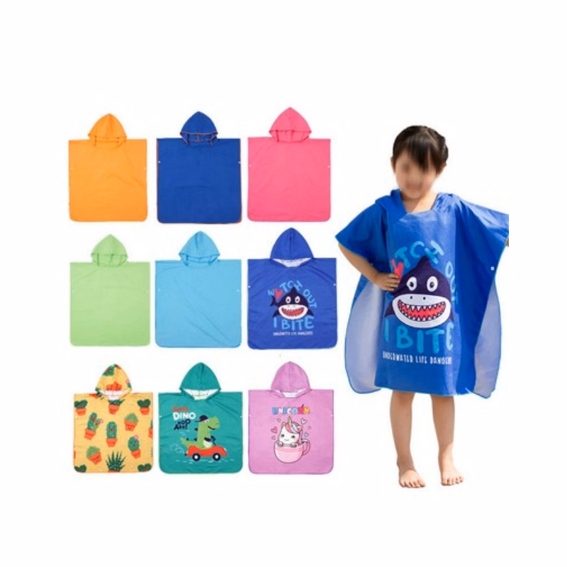 Kids Velvet Summer Beach Poncho Cape Towel