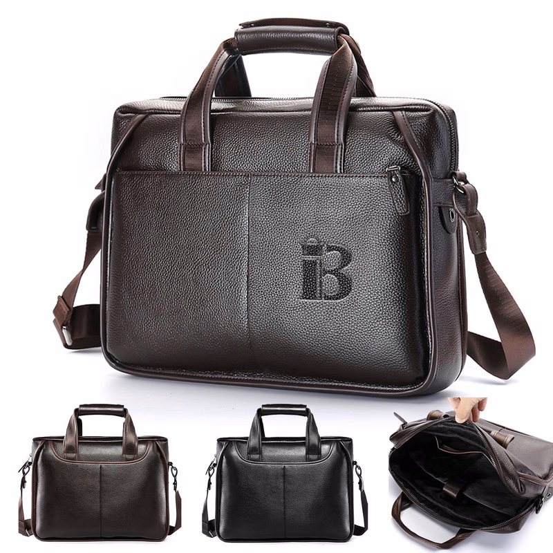 Genuine Leather Messenger Briefcase Bag