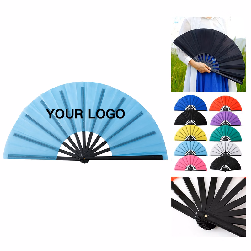 Compact Nylon Folding Fan For Travel Use