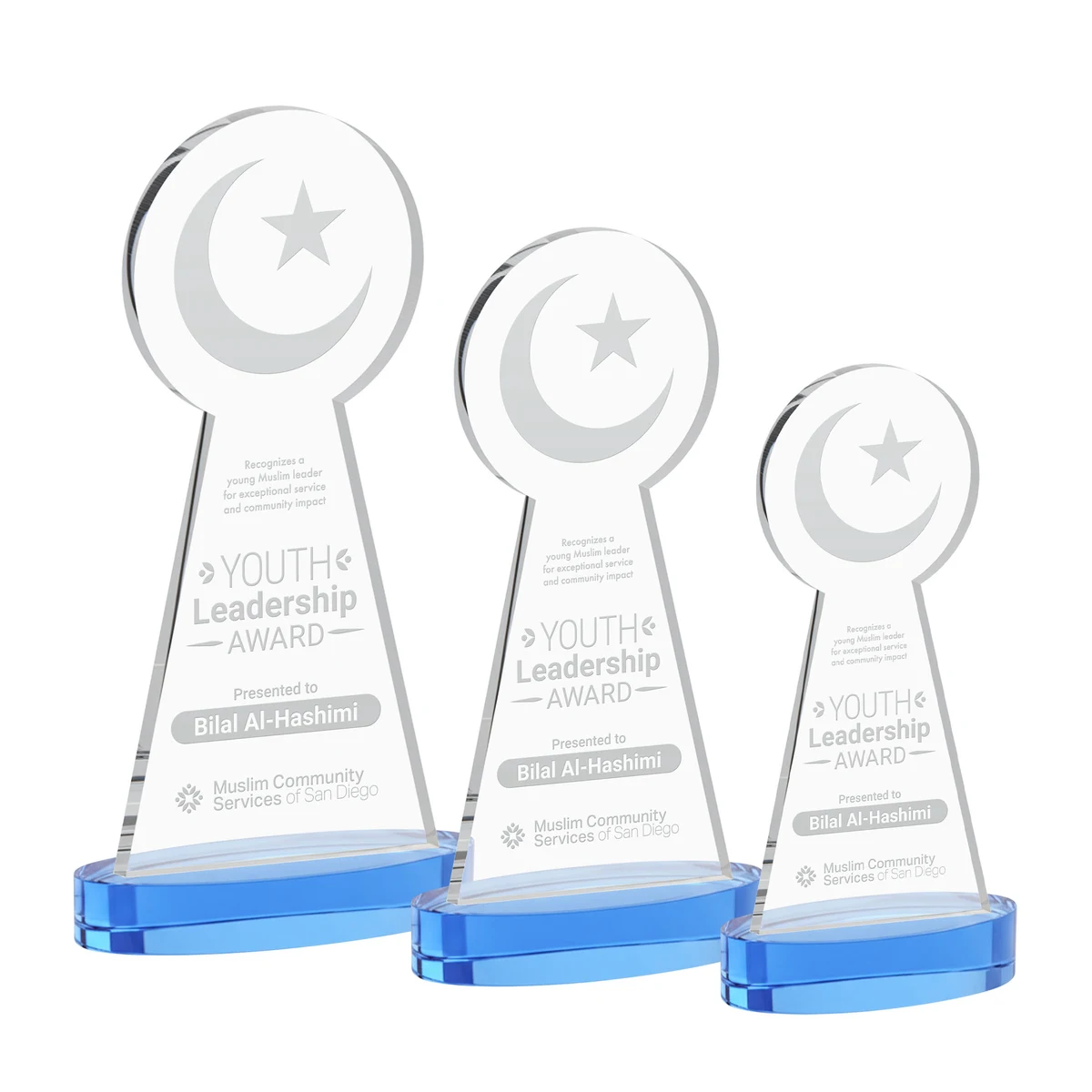 Crescent & Star Award on Alberton Base - Sky Blue 1