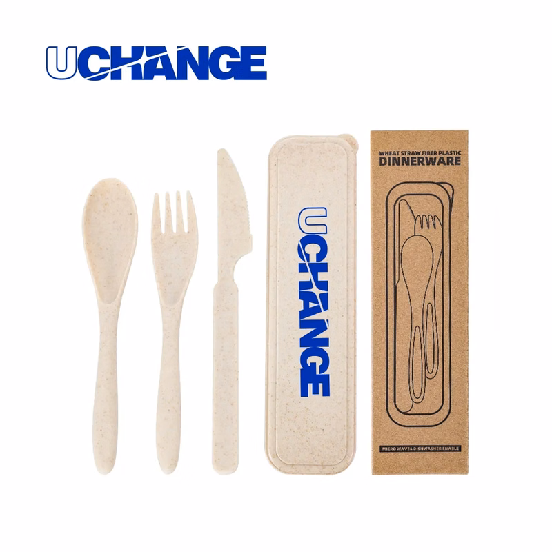 Wheat Straw Flatware Set With Case Spoon Fork Knife
