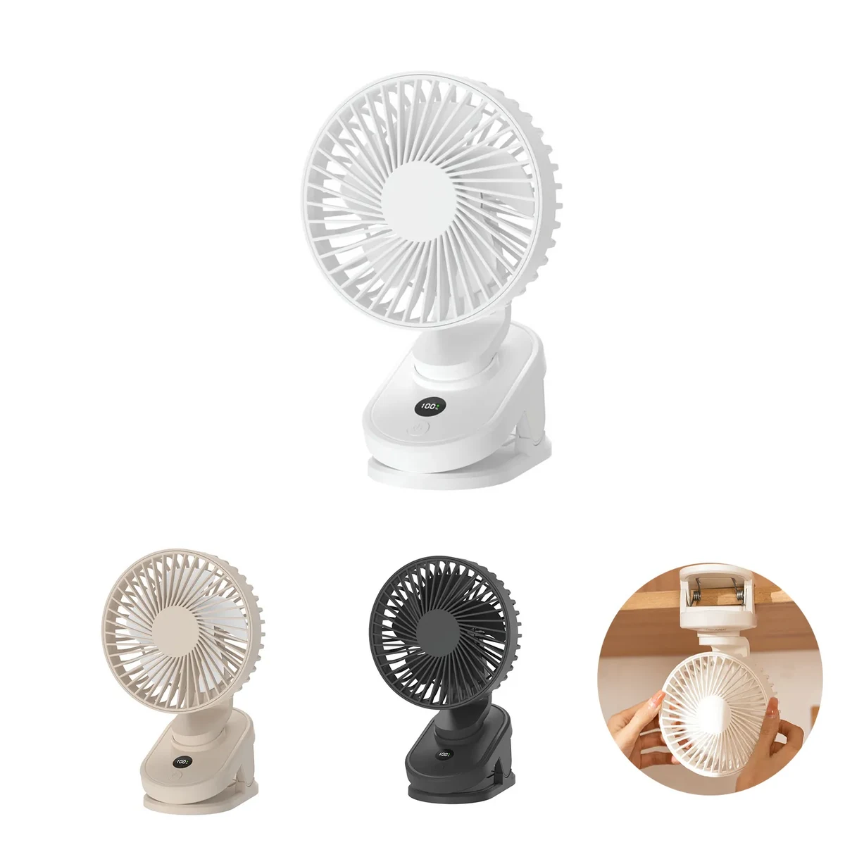USB Digital Display Clip Electric Fan 1