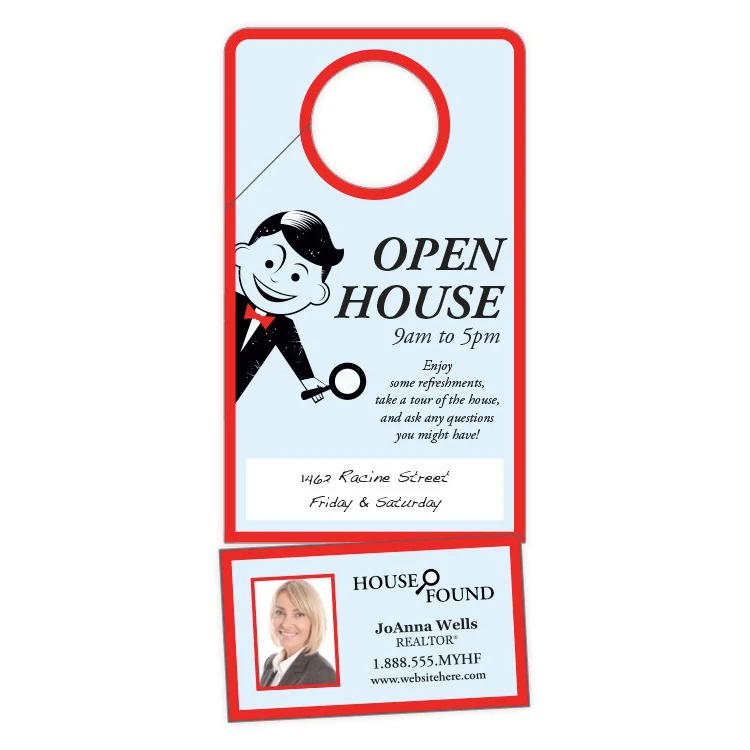 Door Hanger - 3.5x8 Extra-Thick Laminated with Slit and Detachable Business Card - 24 pt. 1