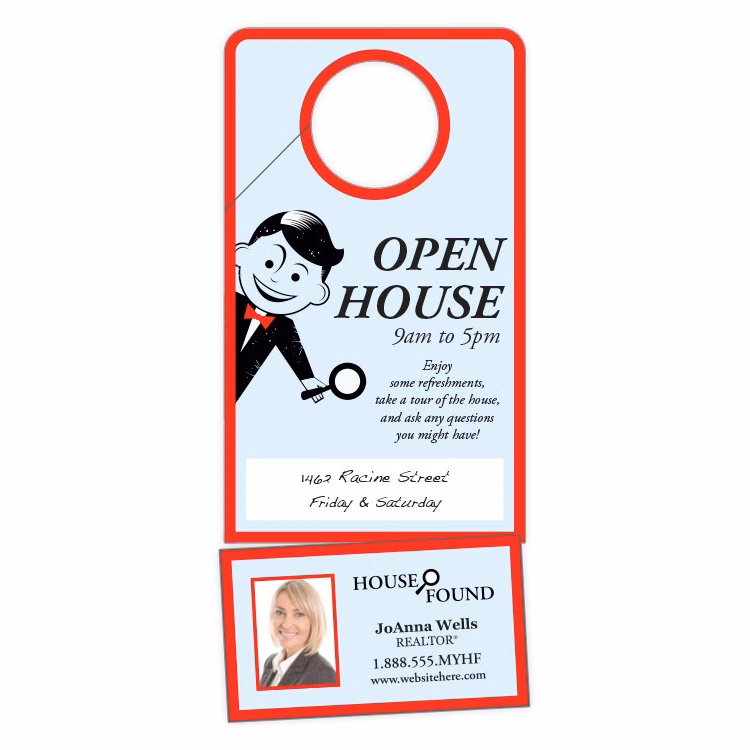 Door Hanger - 3.5x8 Extra-Thick Laminated with Slit and Detachable Business Card - 24 pt.