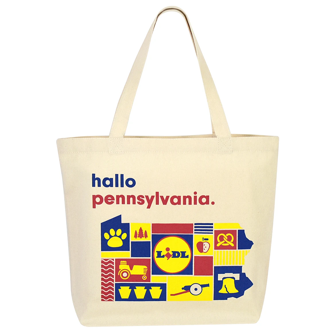 10 Oz. Custom Multi-Color Printed Natural Cotton Canvas Grocery Bag (18"x15"x5") 1