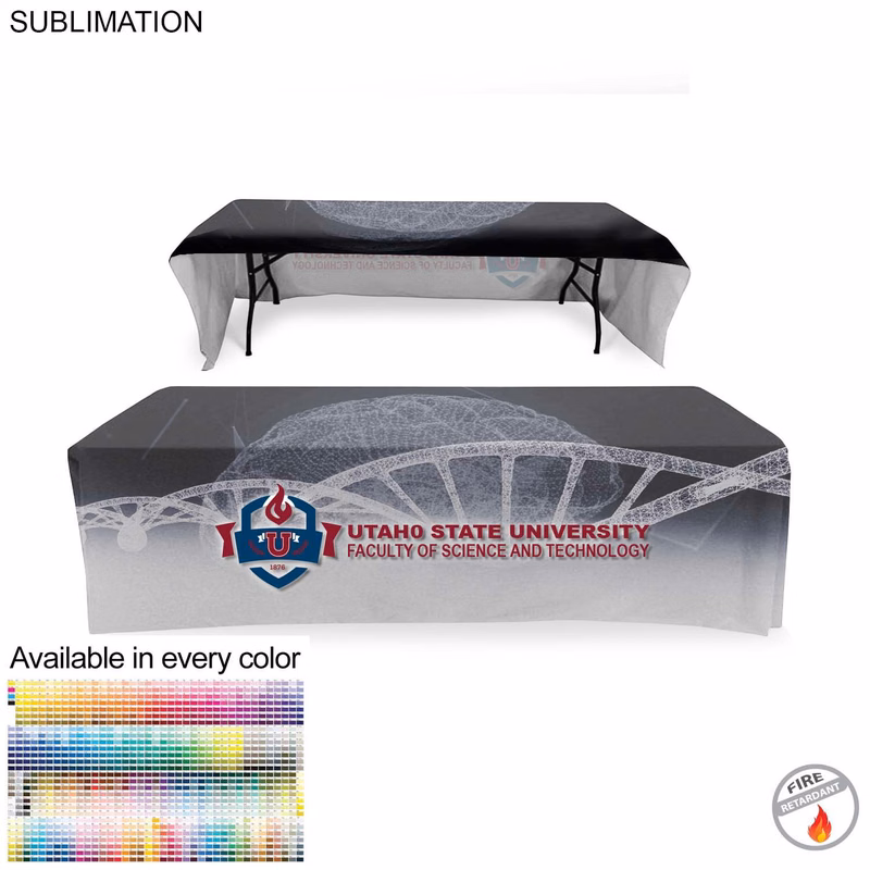 Faculty Table Cloth for 8' table, Drape style, 3 sided, Open Back, Have different Faculty names