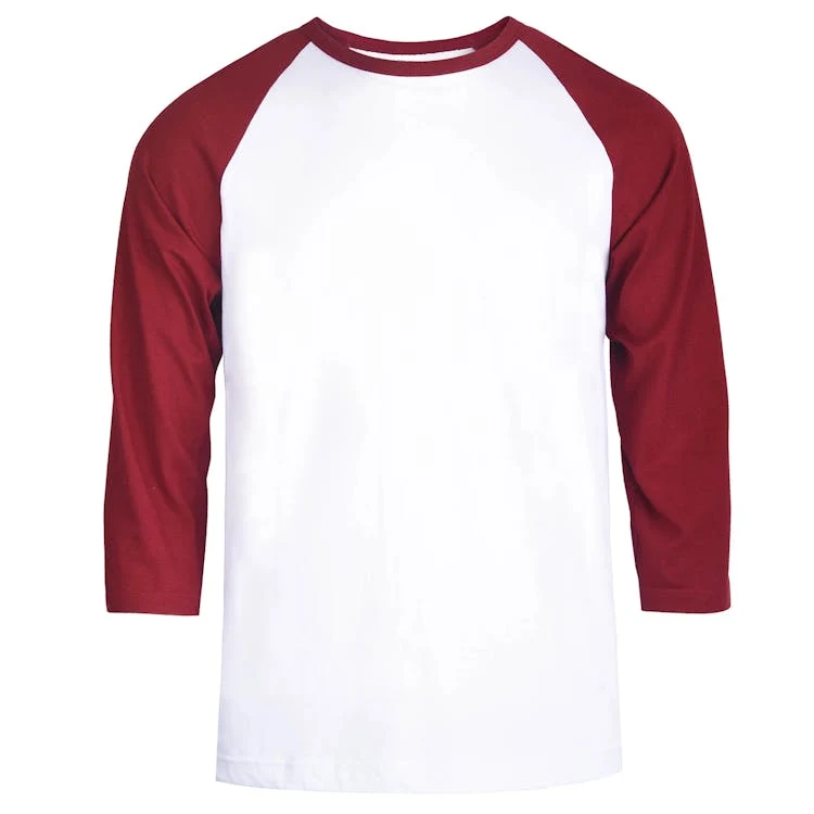 Men's 3/4 Sleeve Baseball T-Shirt - Small Burgundy/White 1