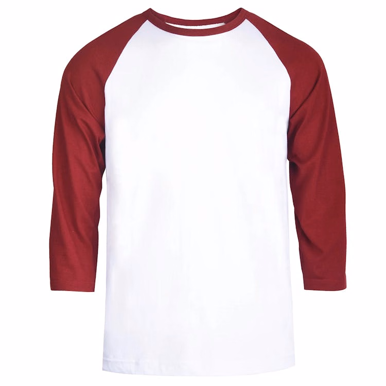 Men's 3/4 Sleeve Baseball T-Shirt - Small Burgundy/White
