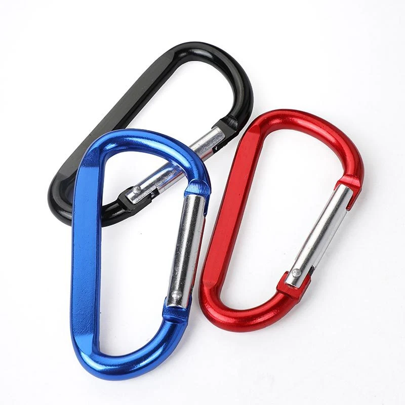 3" D Shape Aluminum Carabiner Clip Snap Hook Camping Laser Logo 1