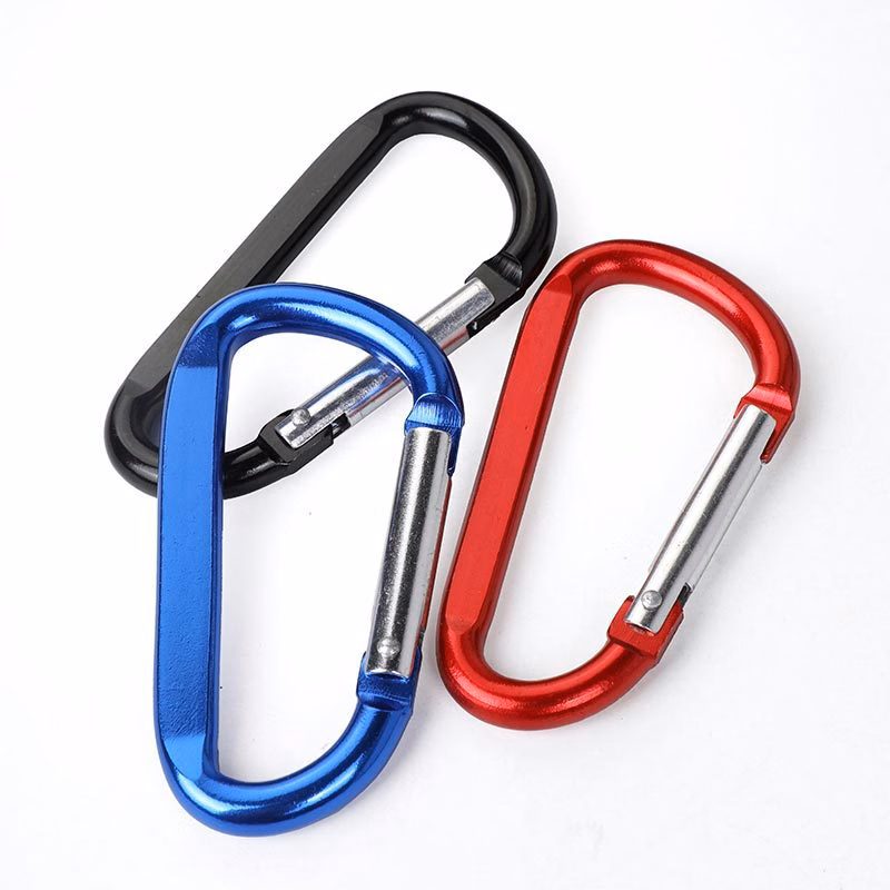 3" D Shape Aluminum Carabiner Clip Snap Hook Camping Laser Logo