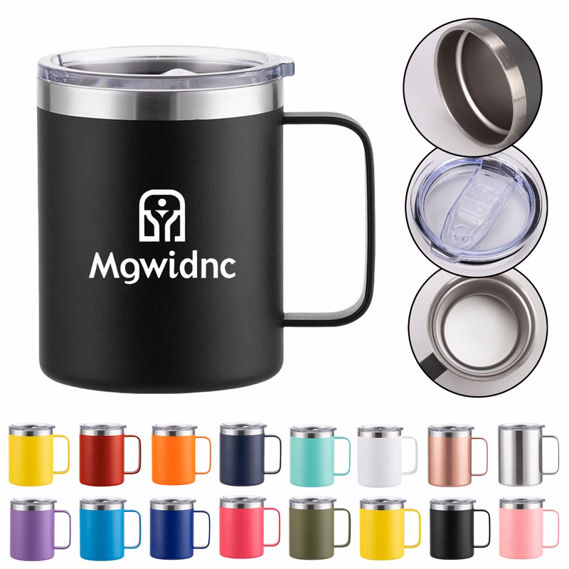 12oz 304 Stainless Steel Double Handle Car Mug with Powder Coated Sublimation Design