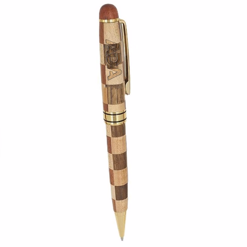 Handcrafted Checkered Wood Ballpoint Pen