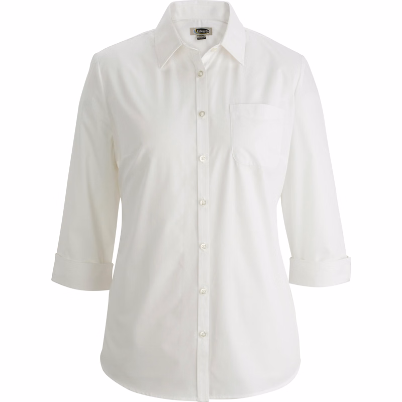 Essential Broadcloth Three Quarter Sleeve Ladies Shirt