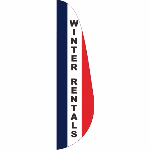 "WINTER RENTALS" 3' x 12' Message Feather Flag