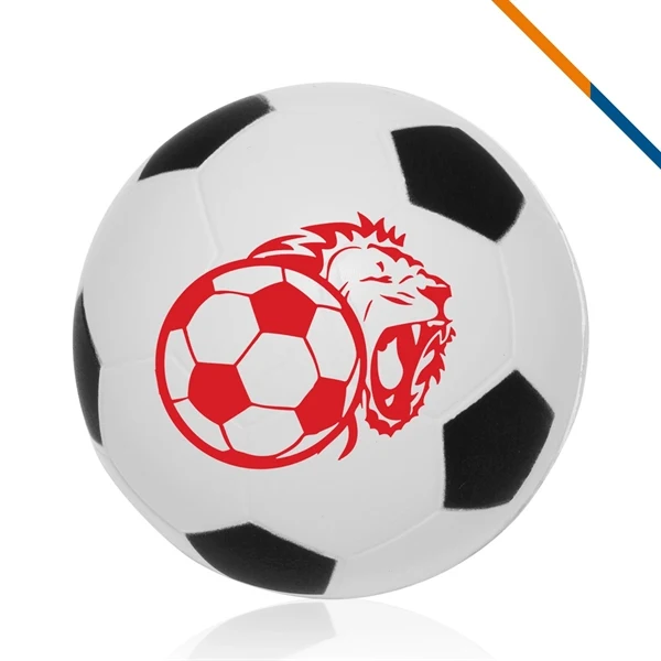 Custom 2.5" Polyurethane Soccer Stress Ball — Sports Trade Show Giveaway, custom stress ball with logo imprint 1
