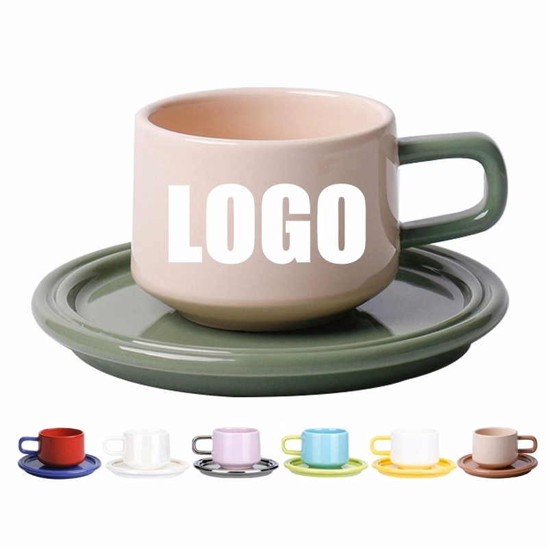 Custom 8.4 OZ. Ceramic Tea Cup Coffee Mug with Saucer Set
