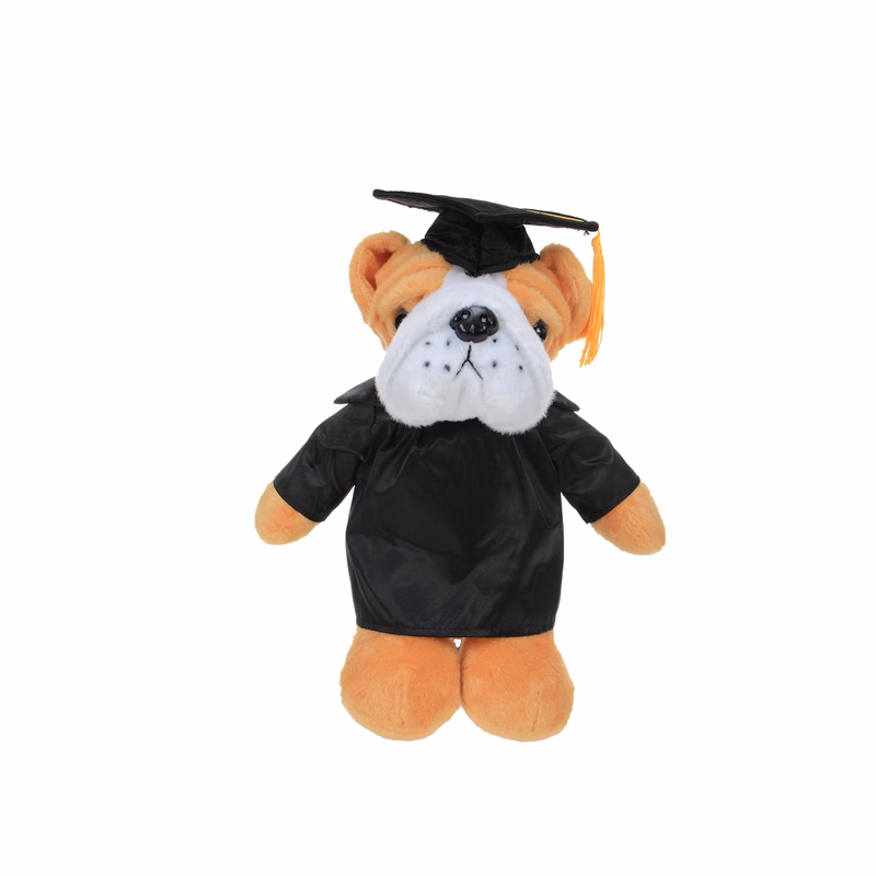 Soft Plush Bulldog in Graduation Cap & Gown Stuffed Animal