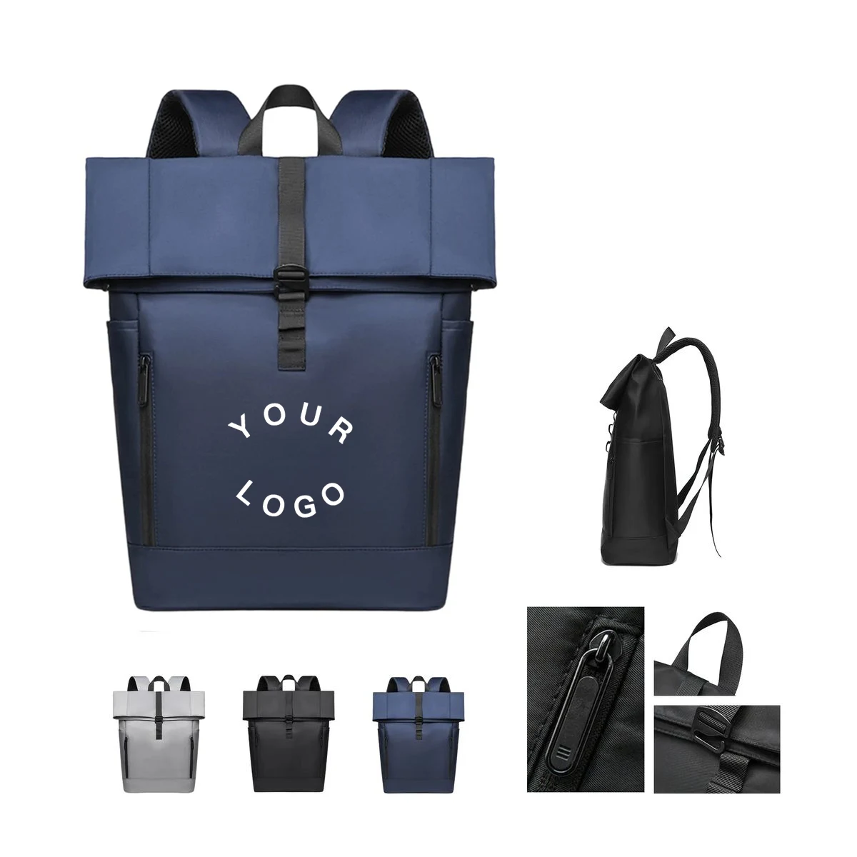 Polyester Laptop Backpack with Anti Theft Rolltop Closure 1