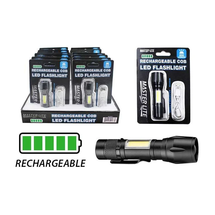 Rechargeable Mini Tactical COB LED Flashlight - Black 1