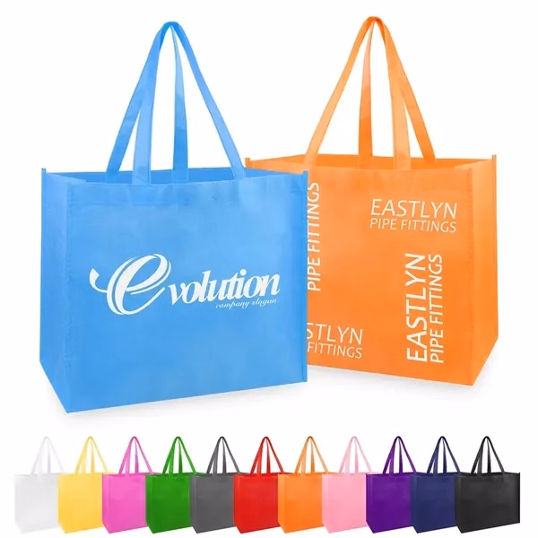 Custom 16 x 12 x 6 Inch Large Non Woven Grocery Tote Bag — Eco-Friendly Shopping