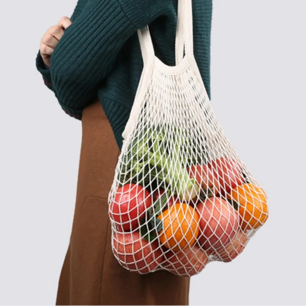 Mesh Bags Reusable Cotton for Grocery and Shopping, custom tote bag with logo imprint 1