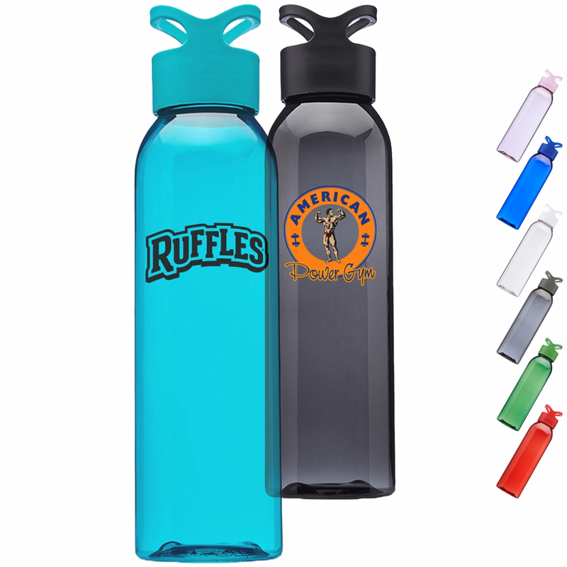 Gym Water Bottle w/ Carrying Loop 22 oz. Plastic Bottles