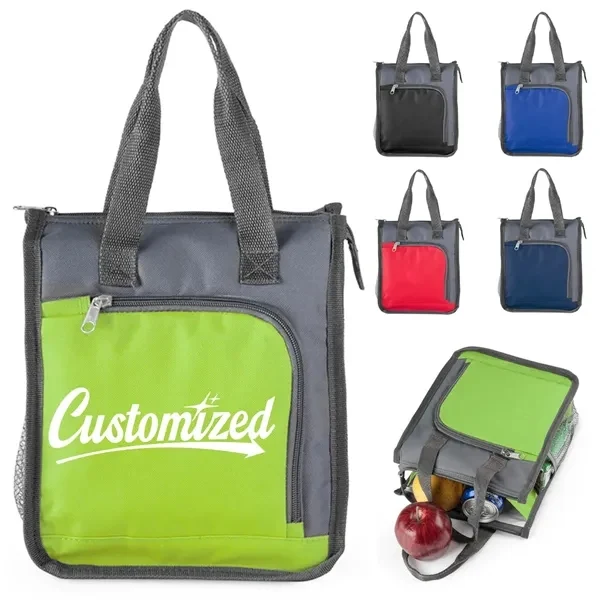 Custom Insulated Portable Lunch Cooler Bag, Dual Pockets — Workplace Wellness Promo 1