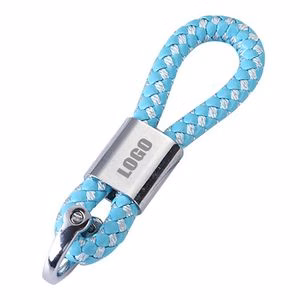 Stylish Weaved PU Leather Keychain With Screw Bolt Buckle