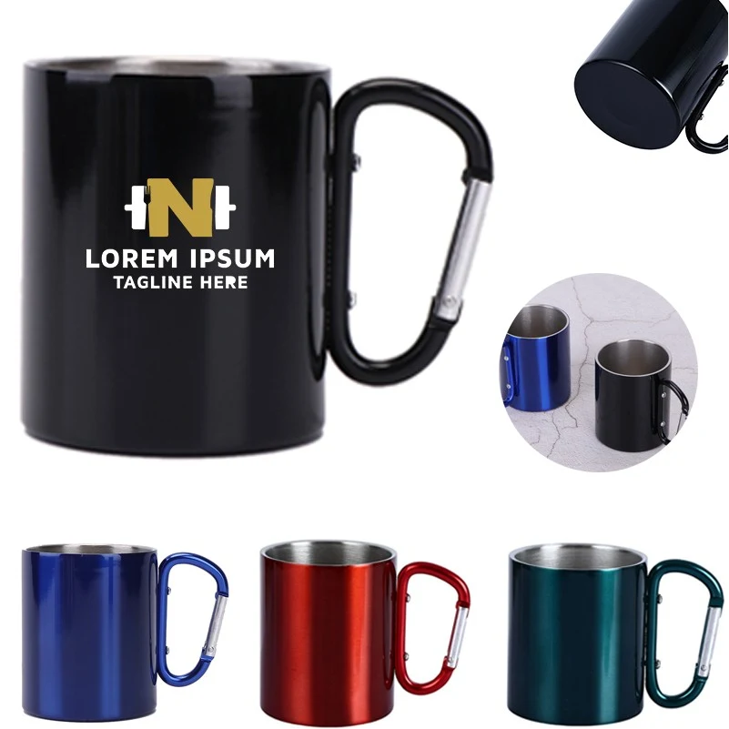 8 Oz Stainless Steel Mug With Carabiner 1