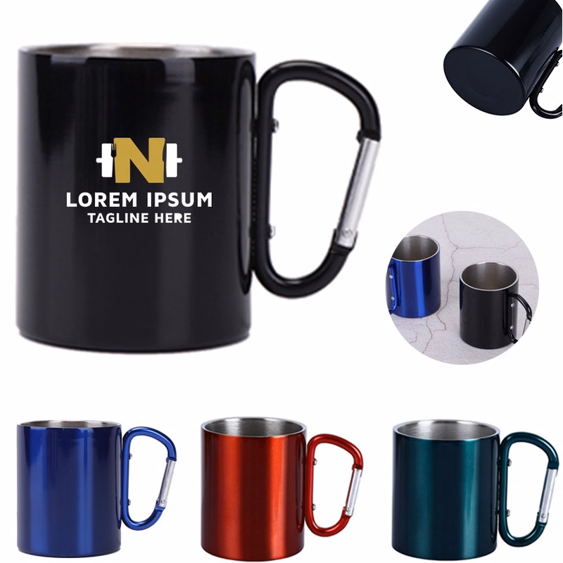 8 Oz Stainless Steel Mug With Carabiner