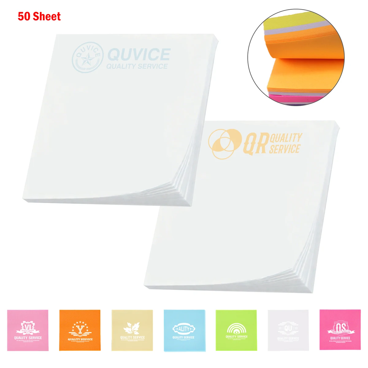 Custom 2 3/4'' L x 4'' W Full Color Adhesive Notepads (50 sheets) 1