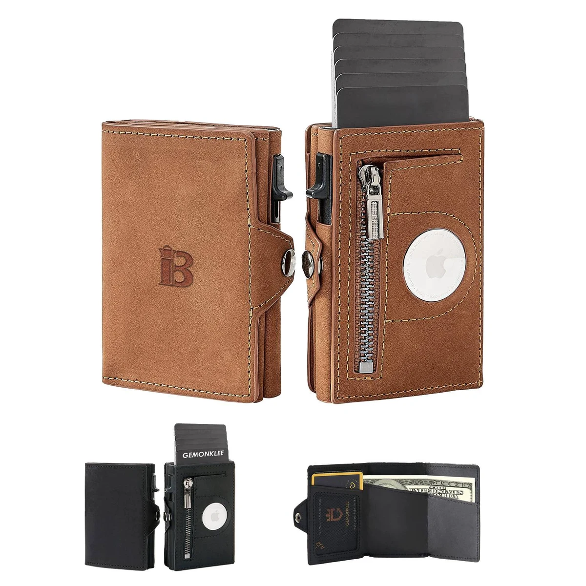 Genuine leather Mens Wallet Tag Anti-theft Card Case 1