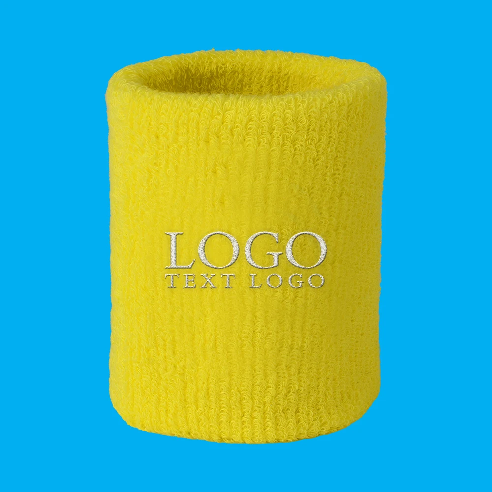 Terry Sweatband Wristbands With Embroidered Logo 1