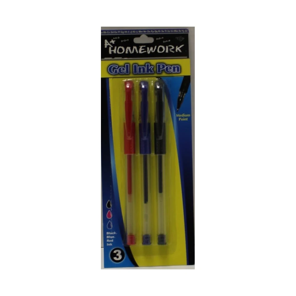 Gel Ballpoint Pens - 3 Count Assorted Colors Cushion Grip 1