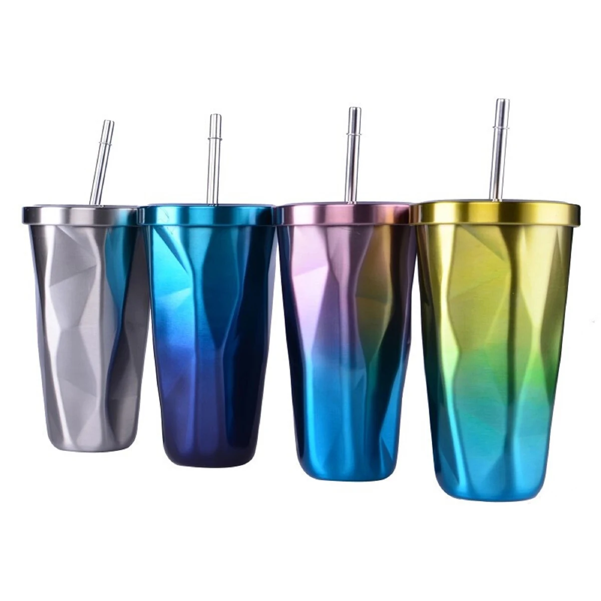 17 oz Irregular Stainless Steel Straw Mug 1