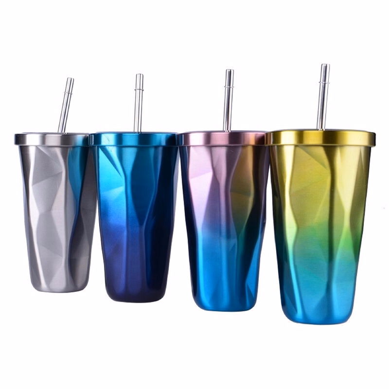 17 oz Irregular Stainless Steel Straw Mug
