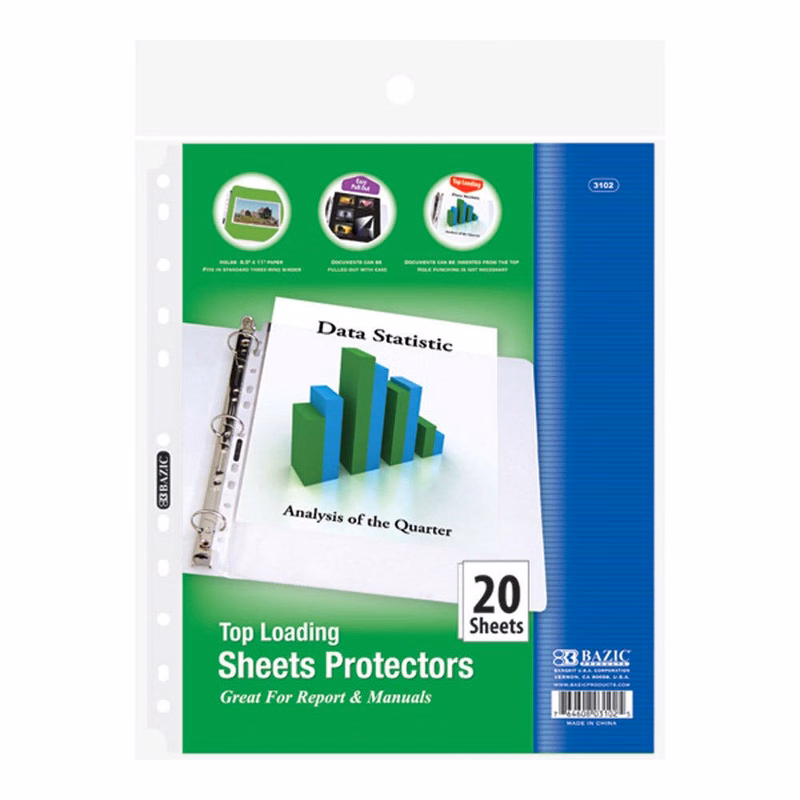 Top Loading Sheet Protectors - 20 Pack Clear