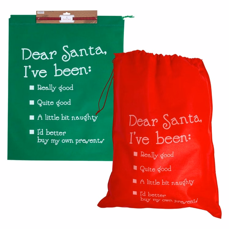 Santa Gift Sacks - 18" x 22.75" Red/Green
