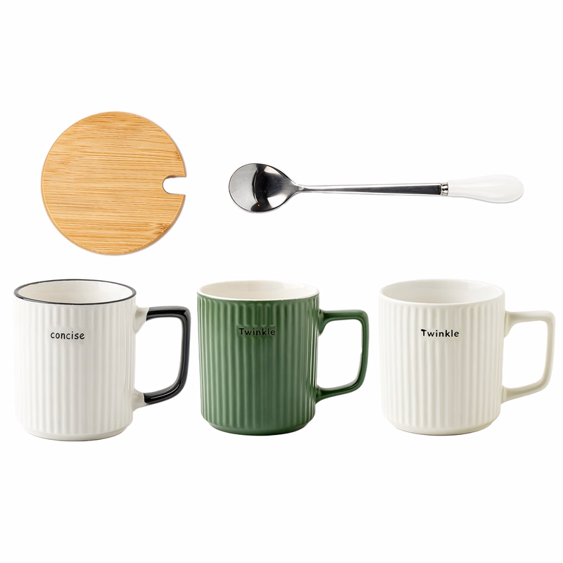 Minimalist Wooden Lid Ceramic Mug