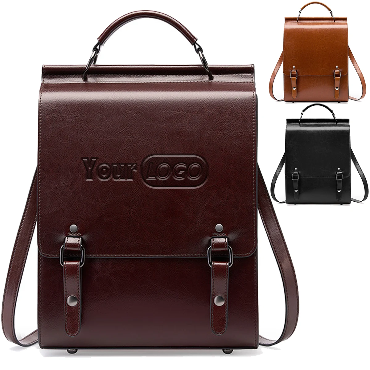 Genuine Leather Ladies Vintage Large Black College Backpacks 1