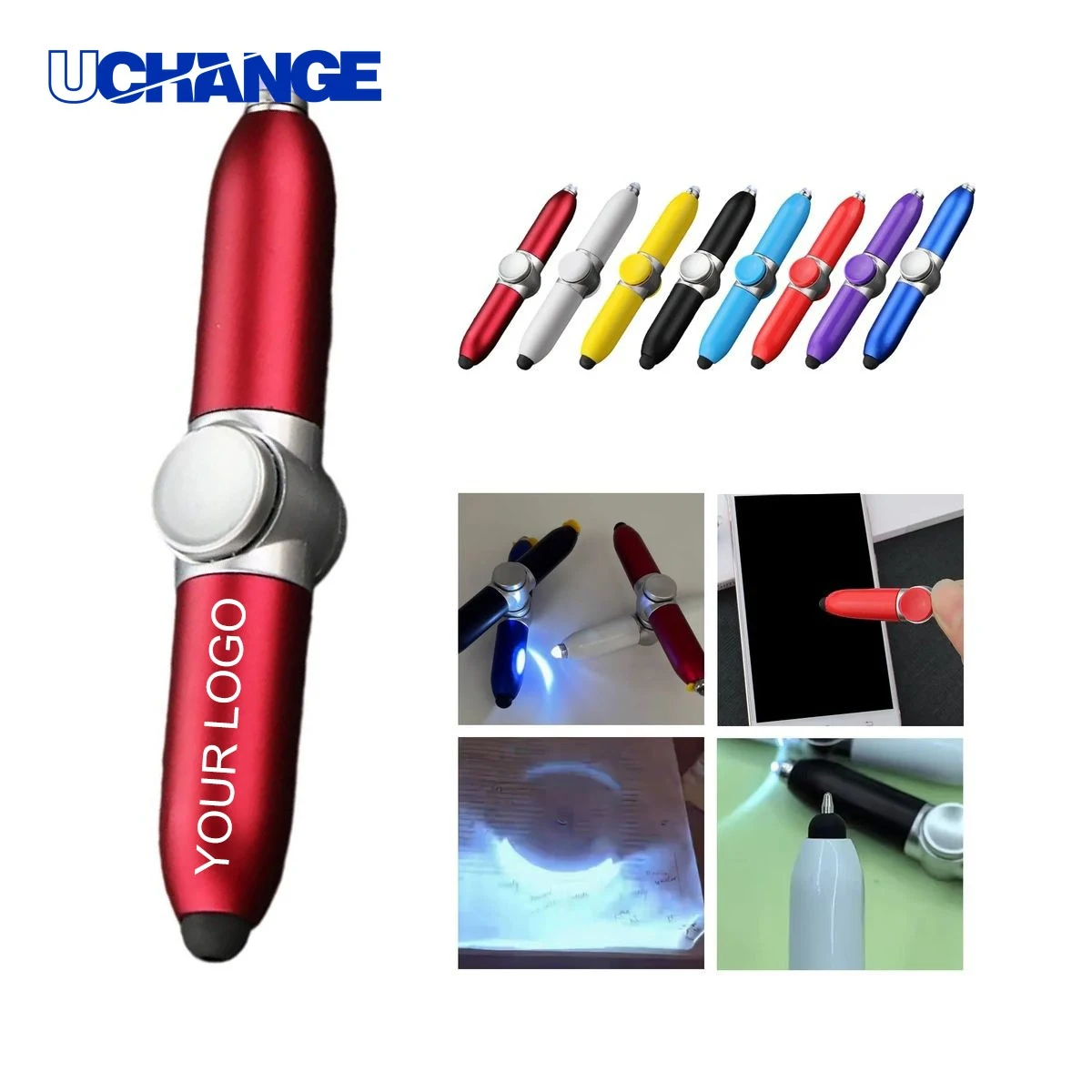 LED Fidget Pen Tool 0.4" x 5.12" with Touch Screen Stylus 1