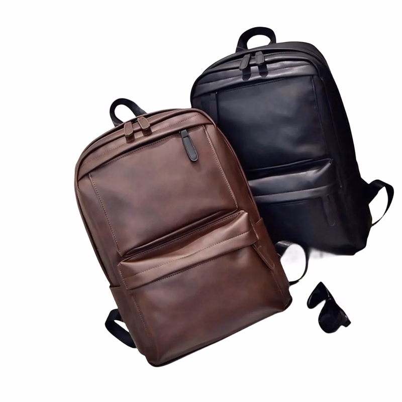 Laptop Backpack PU Leather Casual Daypack Work Travel