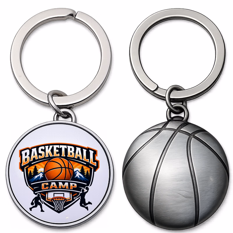 Basketball Shaped Metal Keychain