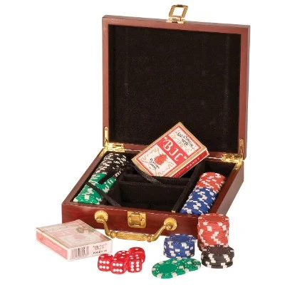 Poker Set in Rosewood Box with an engraved top 1