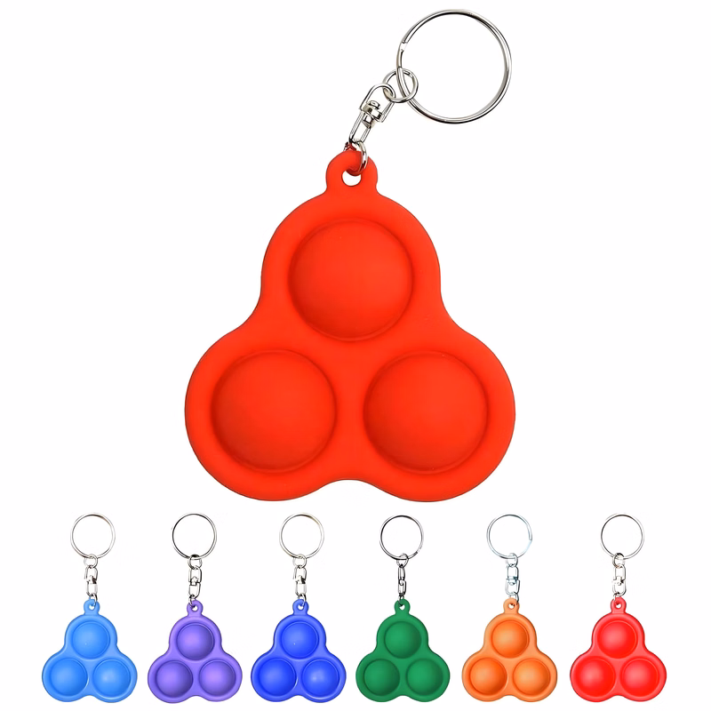 Silicone 3-Bubble Triangle Push Pop W/ Keychain