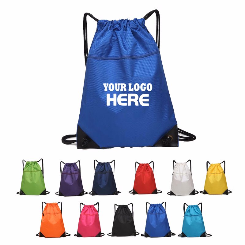 Zippered Pocket Drawstring Backpack