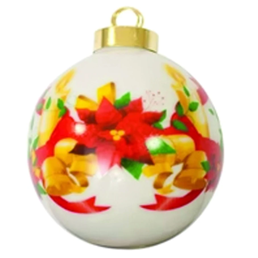 Poinsettia Ceramic Sublimation Ball Ornament 1