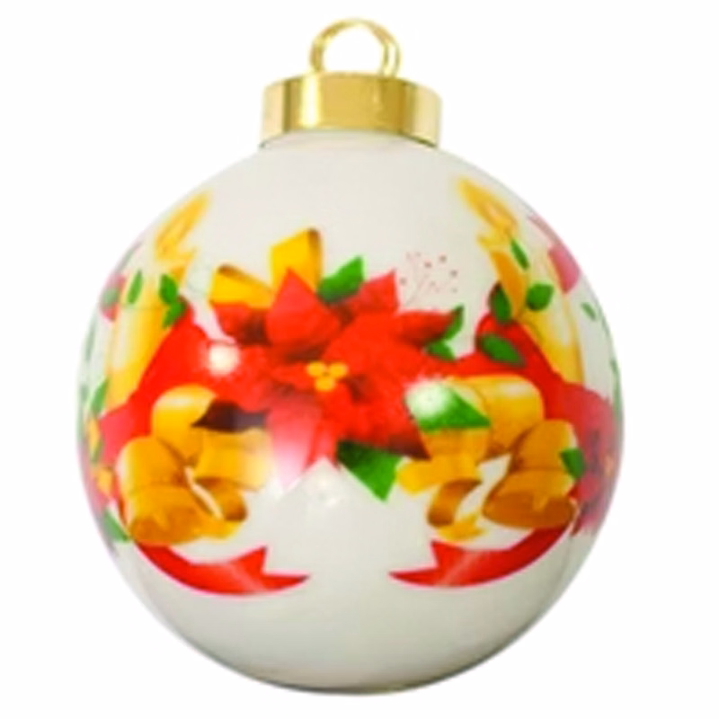Poinsettia Ceramic Sublimation Ball Ornament