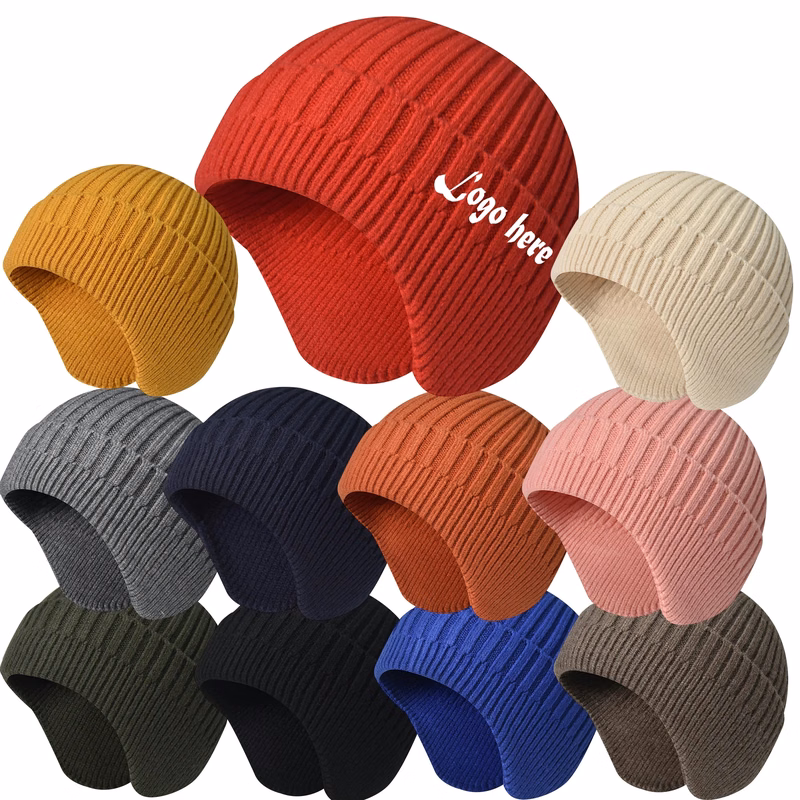 MOQ 100PCS Stocking Caps with Ears Warm Hat