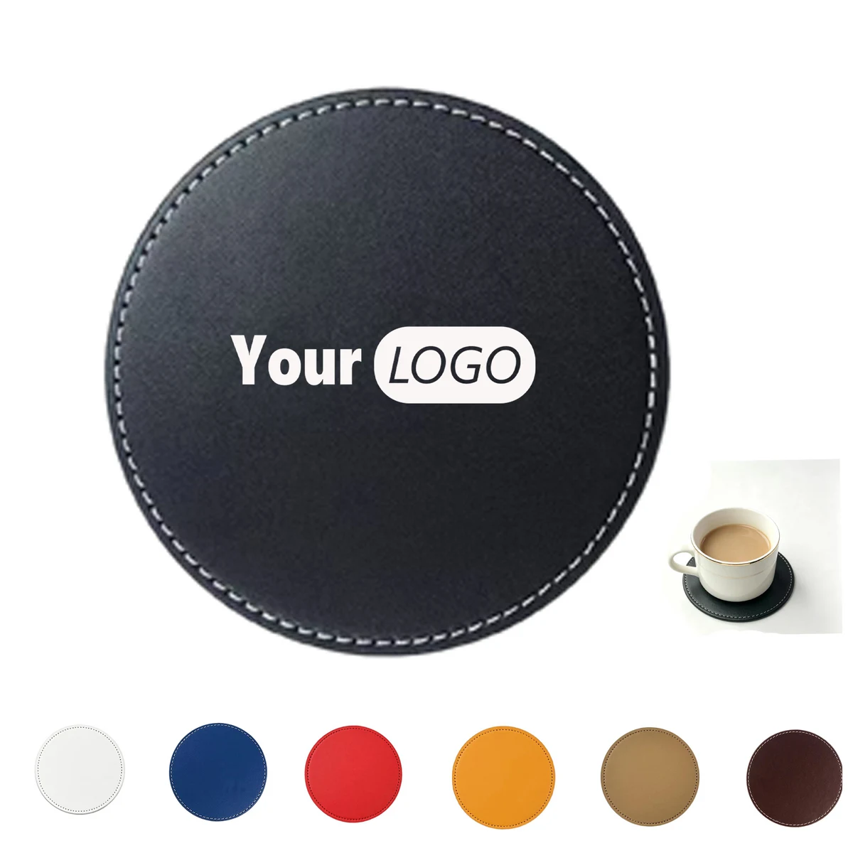 Round Leather Drink Coaster 1